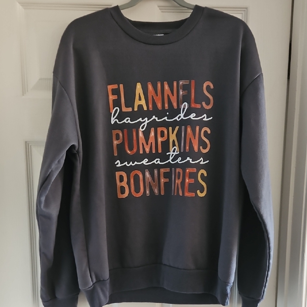 Charcoal Sweatshirt with Autumn Text